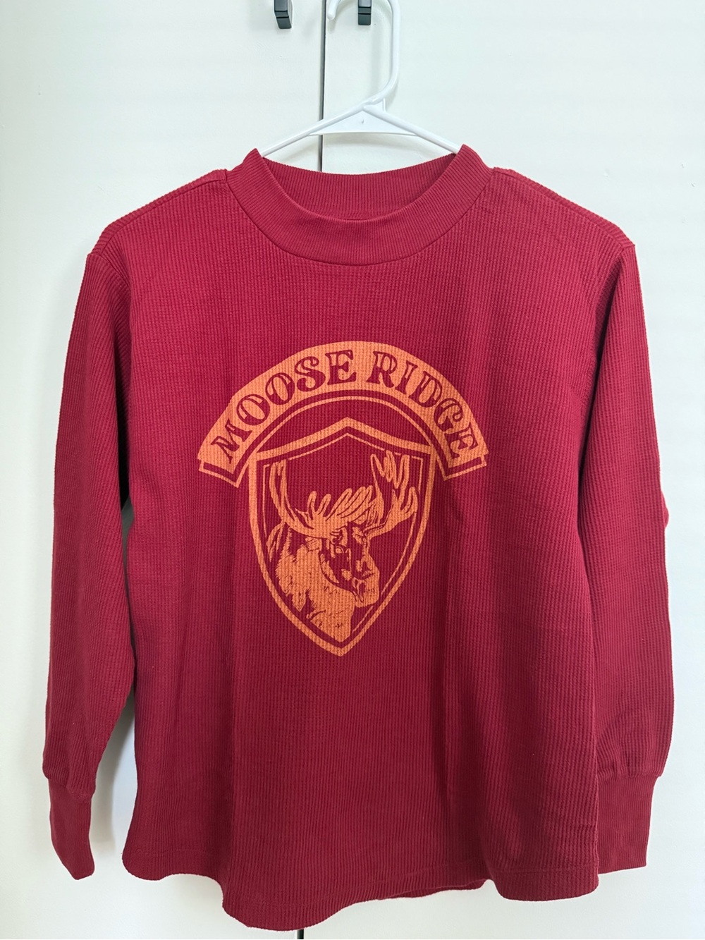 Sonoma Red Thermal Sweatshirt with Orange Moose Crest